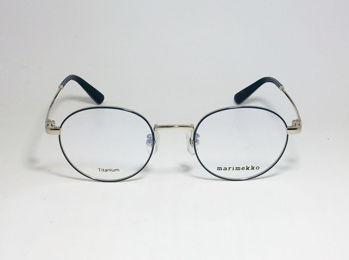marimekko マリメッコ レディース 女性用 ラウンド 眼鏡 メガネ フレーム 32-0010-3 サイズ46 ネイビー　シルバー_画像2