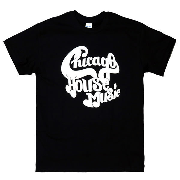 [Mサイズ]Chicago House Music（シカゴハウス） ロゴ ハウス／クラブ／DJ Tシャツ ブラック_画像1