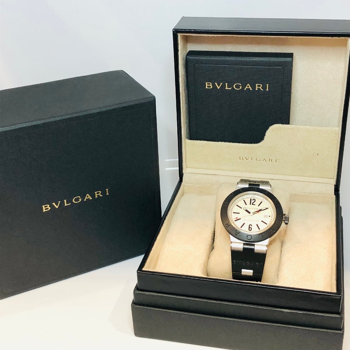 77】1円～稼働品 BVLGARI ブルガリ アルミニウム メンズ腕時計 AL44A