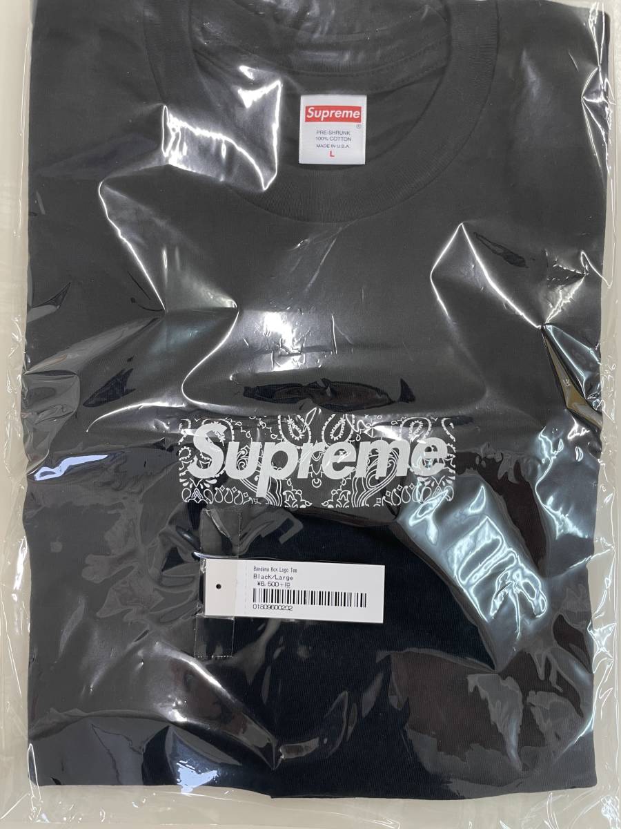 新品 Supreme Bandana Box Logo Tee Black Lサイズ シュプリーム
