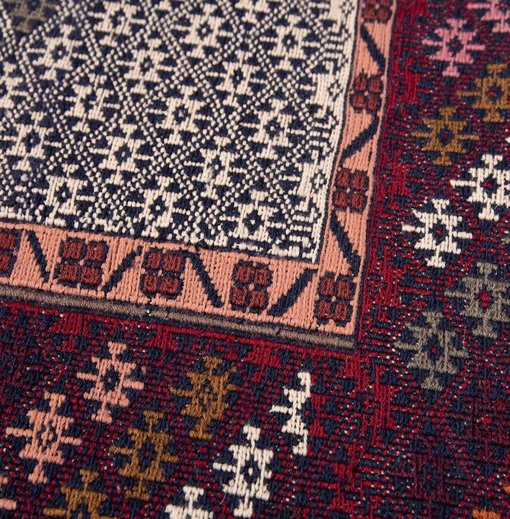 送料無料 スマック スマック織り アフガニスタン キリム (一点物)アフガニスタンの手織りトライバルキリム_画像7