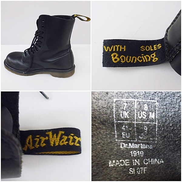 S8 DR. MARTENS ドクターマーチン 1919 10ホール ブーツ ブラック UK7 25.5-26cm相当 Air Wair WITH SOLES Bouncing 本革 レザー_画像6