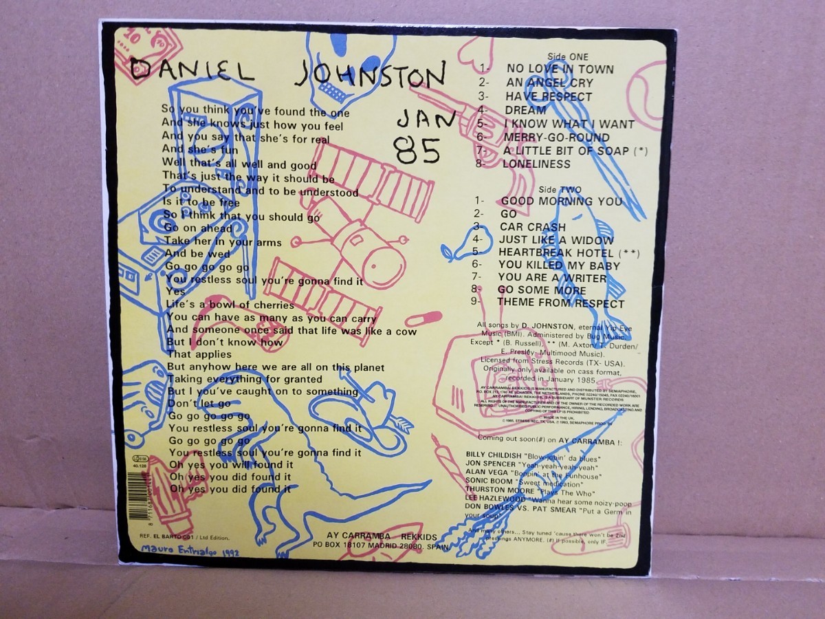 Daniel Johnston / Respect スペイン盤 アルバムSPレコード ダニエル・ジョンストン / リスペクト