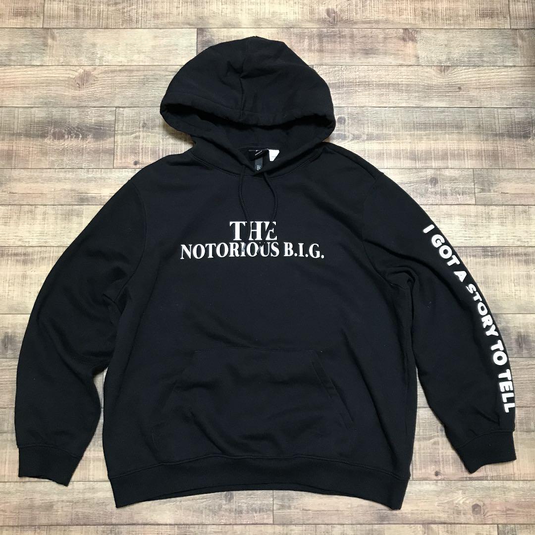 レア黒XL H&M Notorious B.I.G Pullover Hoodie HIP HOP ヒップホップ RAP ラップ ノートリアスBIG ビギースモールズ_画像1