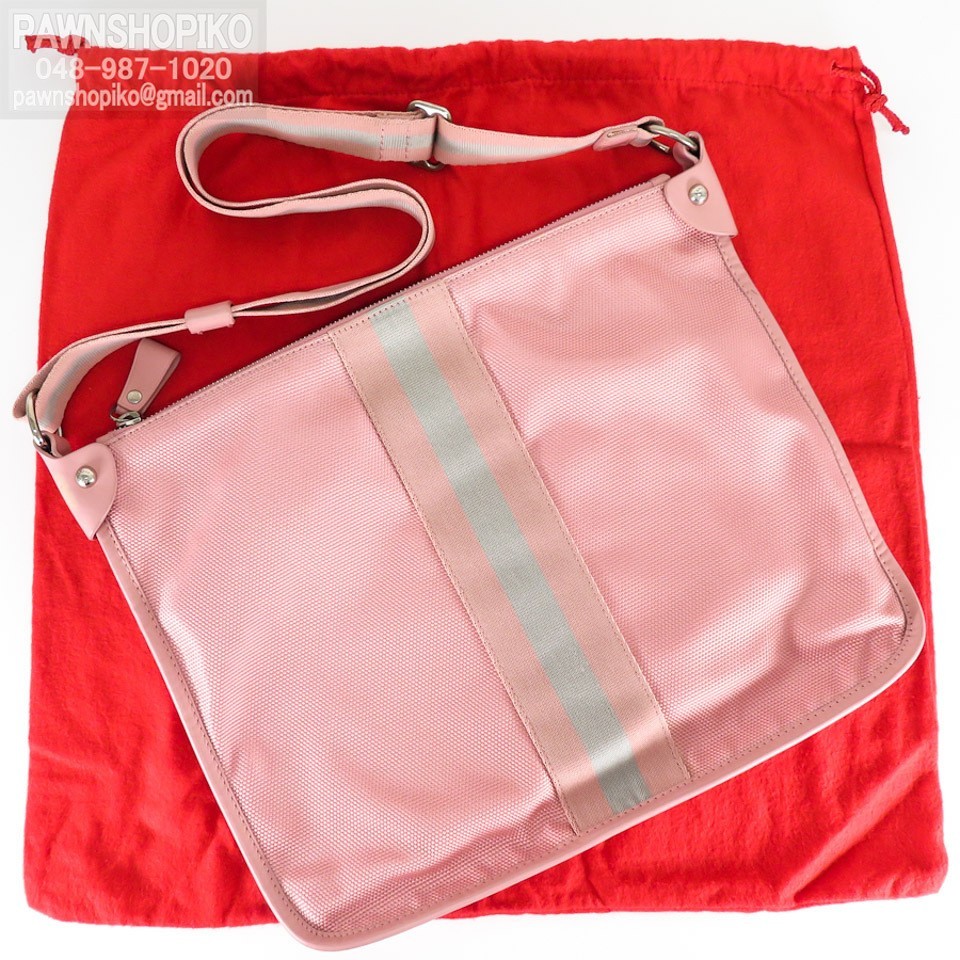  качество iko-[ Bally ] BALLY COMOLLIA парусина × кожа сумка на плечо наклонный .. возможность розовый б/у 