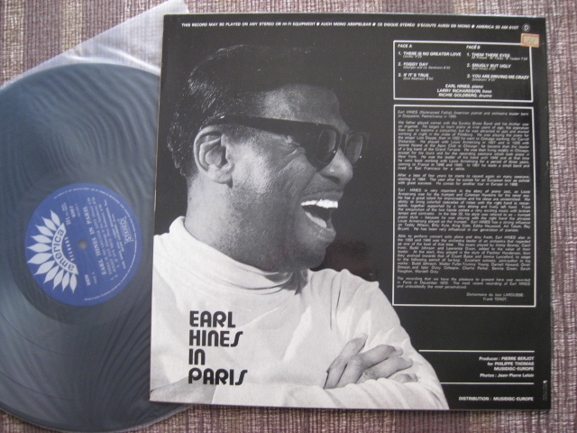 ☆EARL HINES TRIO♪IN PARIS☆america 30 AM 6107☆France orig盤LP☆_画像2