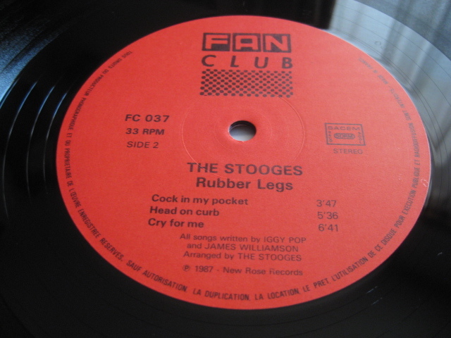 ☆THE STOOGES♪RUBBER LEGS＋7inch☆Limited Edition☆FAN CLUB FC 037☆France orig盤LP☆_画像5