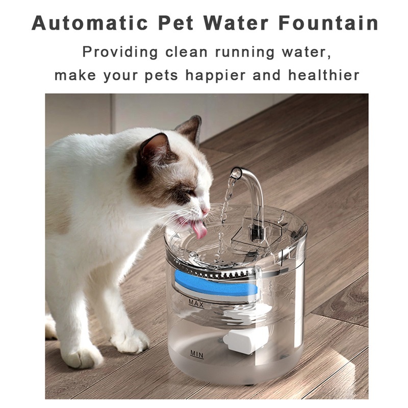 猫/犬 自動給水器 蛇口型 循環式 ペット 自動噴水 透明 飲料水ディスペンサー 水飲み器 猫犬兼用 活性炭フィルター 1.8L大容量 全透明