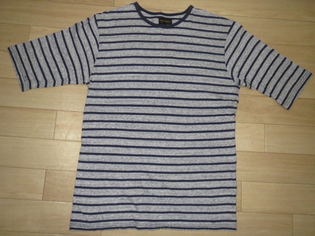 程度良 UNION GARMENT 247 Border TEE / Gray×Navy ３８_画像1