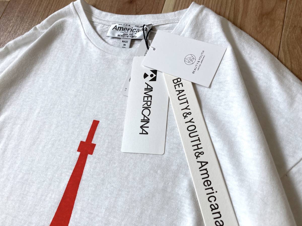 最終値下げ★ 完売 限定 AMERICANA × BEAUTY&YOUTH UNITED ARROWS / RED プリントTシャツ / 日本製 / アメリカーナ B&Y アローズ_画像4