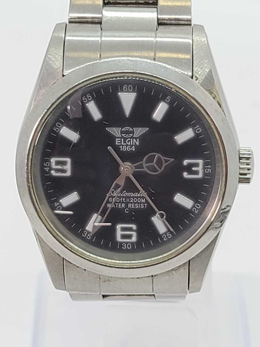 腕時計 メンズ オートマチック エルジン ELGIN 1864、テクノス TECHNOS