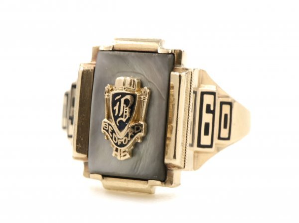 1960 year JOSTENS Vintage 10K Gold college ring mother ob pearl 10 pure gold beautiful goods ring 