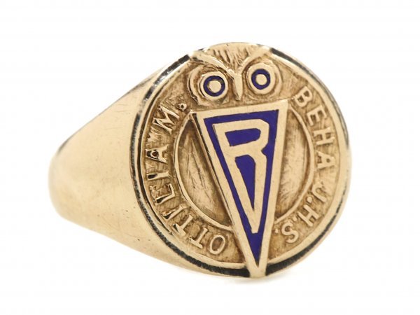 1946 year Vintage 10K Gold college ring owl wisdom. ..a-ru deco 10 pure gold ring 