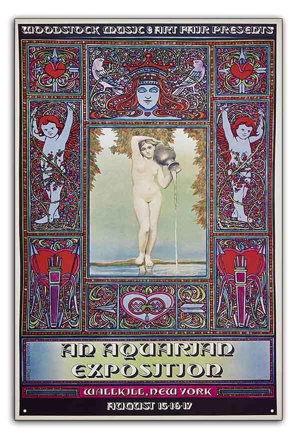 ブリキ看板【Rock Poster/ロックポスター】ヴィンテージメタルプレートレトロアンティーク風99Woodstock Music and Art Fair Original 1969_画像1