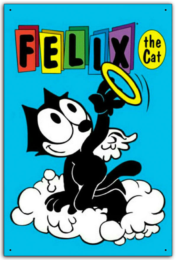 雑貨【Felix the Cat/フィリックス・ザ・キャット】ヴィンテージアニメ/ガレージサイン/メタルプレート/ブリキ看板レトロ/アンティーク風10_画像1