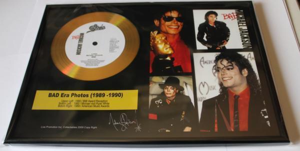  ограничение распродажа * Michael * Jackson *BAD*24 золотой Gold диск 