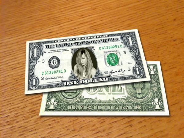 avuliru*la vi -n/Avril Lavigne/ genuine article American official recognition 1 dollar . note 4