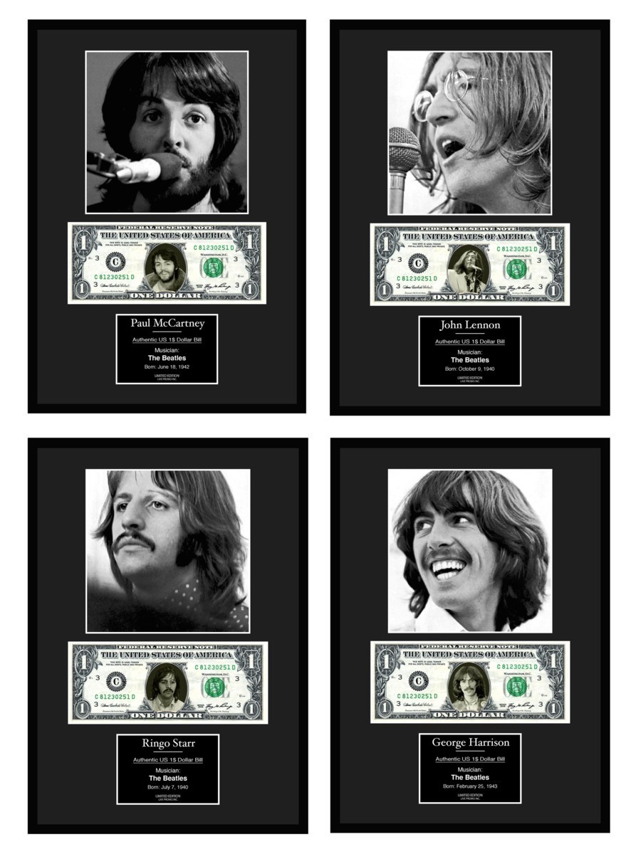 【4種】限定!ザ・ビートルズ/The Beatles/ジョージ・ハリスン/George Harrison/本物USA1ドル札フレーム証明書付き_画像2