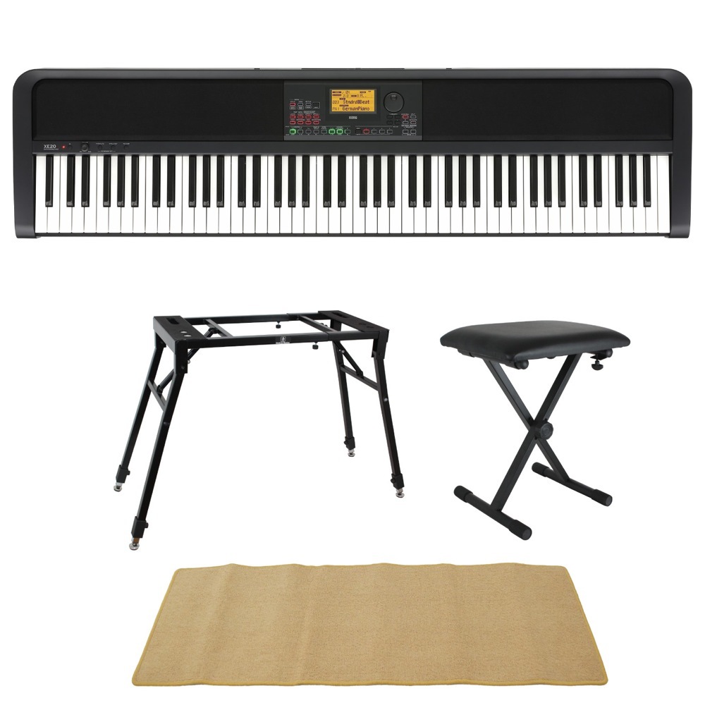 KORG XE20 DIGITAL ENSEMBLE PIANO 88鍵盤 自動伴奏機能付き 電子ピアノ スタンド ベンチ マット 4点セット [鍵盤 HMset]