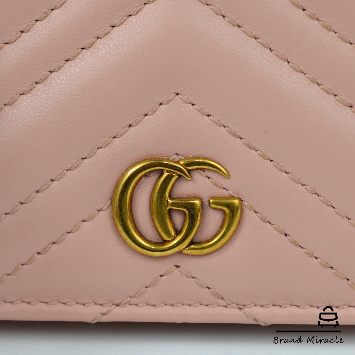 【極美品】グッチ GUCCI GGマーモント 2つ折り カードケース ウォレット 財布 札入れ ライトピンク 546579