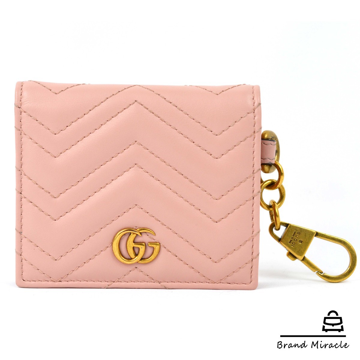 【極美品】グッチ GUCCI GGマーモント 2つ折り カードケース ウォレット 財布 札入れ ライトピンク 546579