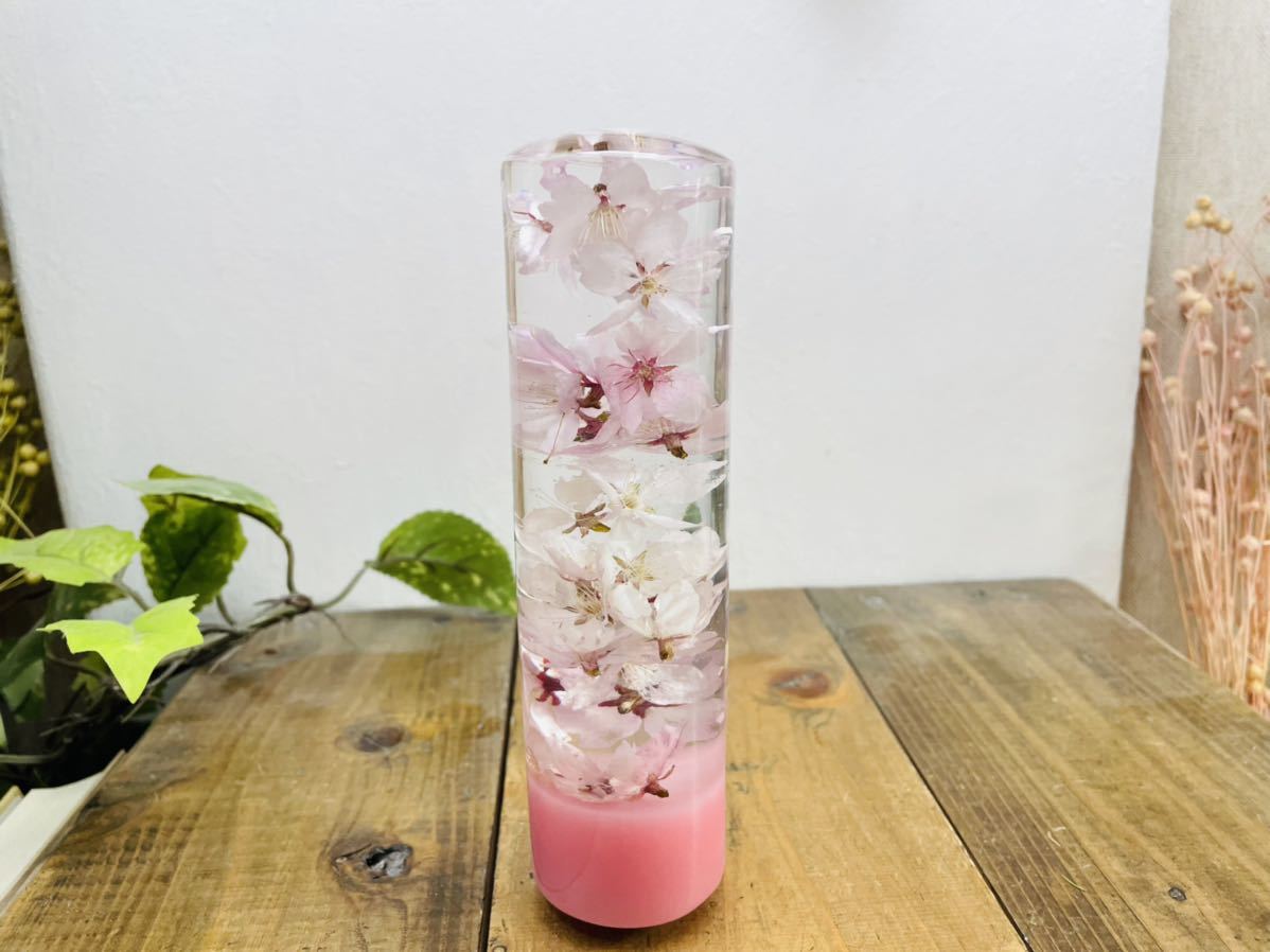 水中花シフトノブ 円柱型 たっぷり桜 ピンク