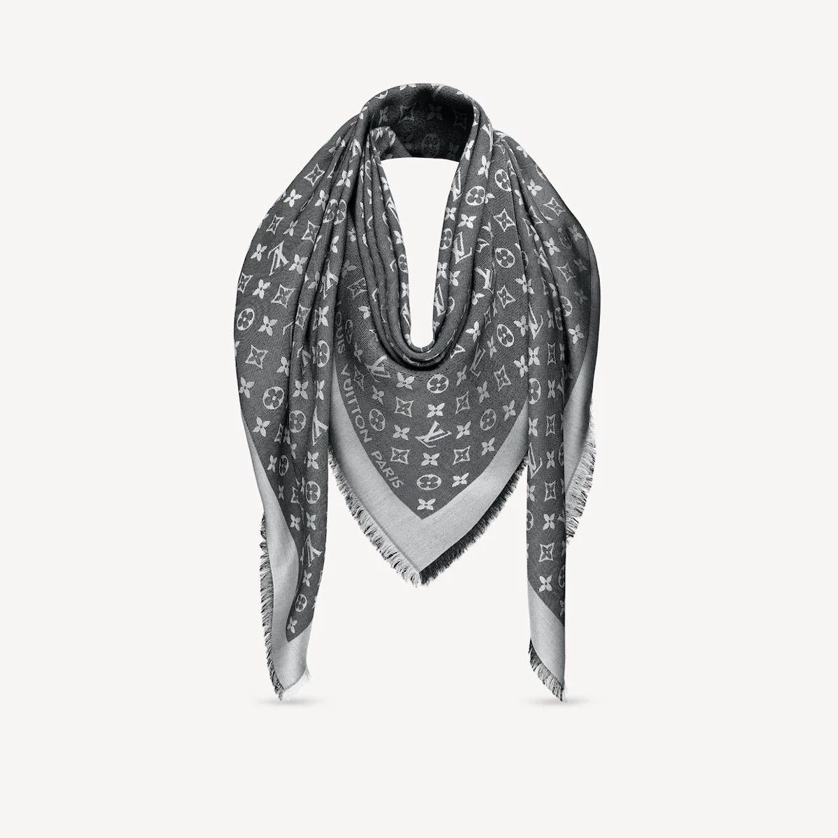 ルイヴィトン LOUIS VUITTON ショールモノグラム デニム ノワール 大判