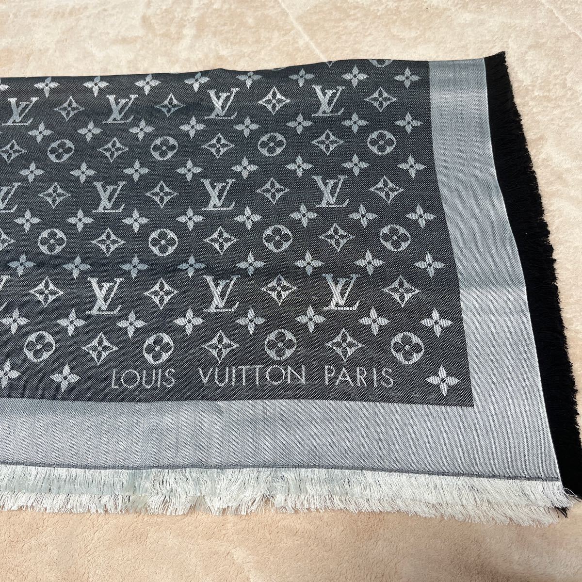 ルイヴィトン LOUIS VUITTON ショールモノグラム デニム ノワール 大判