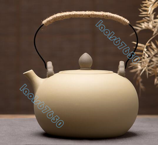 【海外輸入】 セラミック瓶 1L ティーポット お茶の道具 手作り 提梁セラミック瓶 やかんを沸かす コーティングなし 鉄瓶