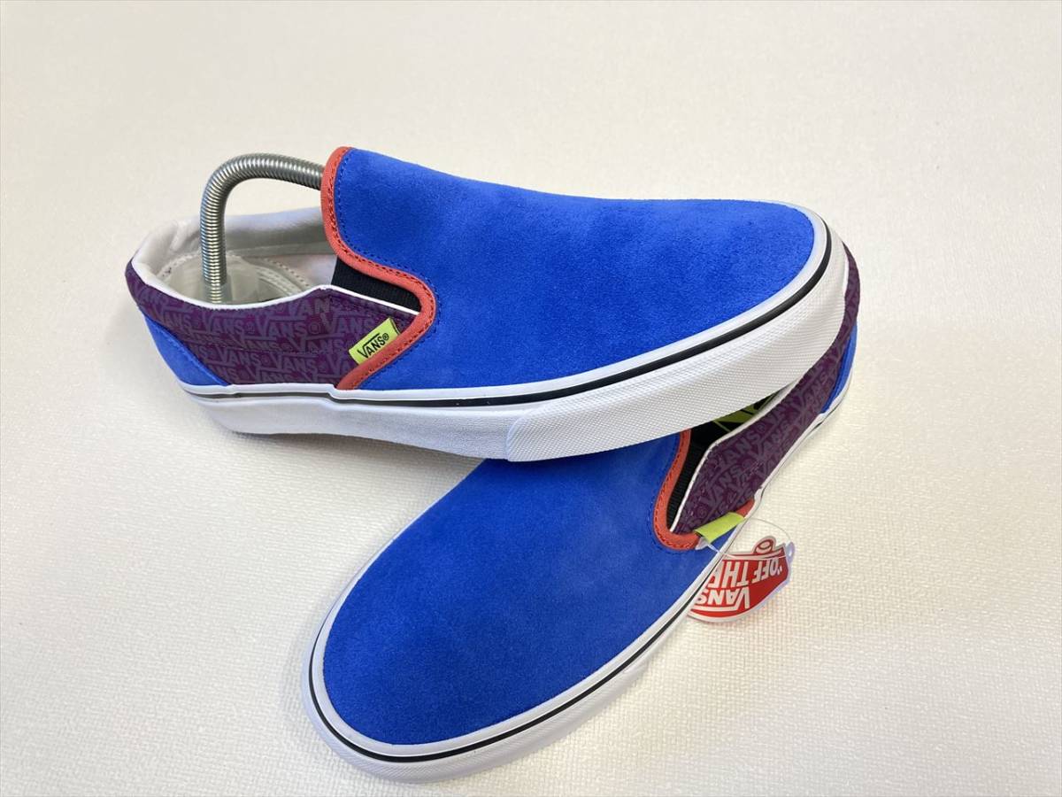 レア!! VANS SLIPON 水色系xオレンジ系ｘ紫 スエード キャンバス US9.5 (27.5cm) アメリカ企画限定!! スリッポン バンズ _画像2