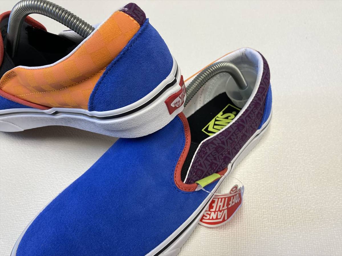 レア!! VANS SLIPON 水色系xオレンジ系ｘ紫 スエード キャンバス US9.5 (27.5cm) アメリカ企画限定!! スリッポン バンズ _画像3