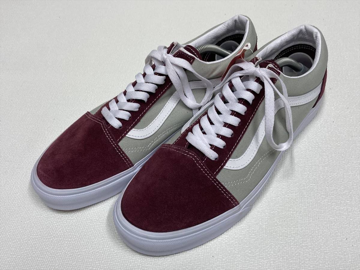 VANS OLD SKOOL エンジ グレー スエード キャンバス 白ライン US11.5