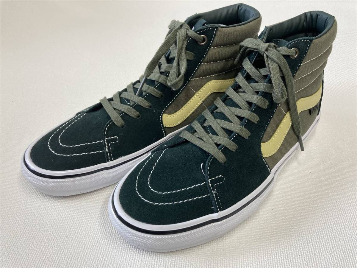 VANS レア!! SK-8 Hi Pro 緑 カーキ系 スエード キャンバス US8.5 (26.5cm) アメリカ企画限定!! バンズ ハイトップ