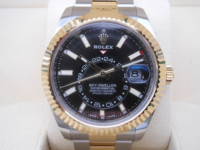 ♪ROLEX　ロレックス　スカイドゥエラー　コンビ　黒文字盤　腕時計　自動巻き　Ref326933　管理A63999