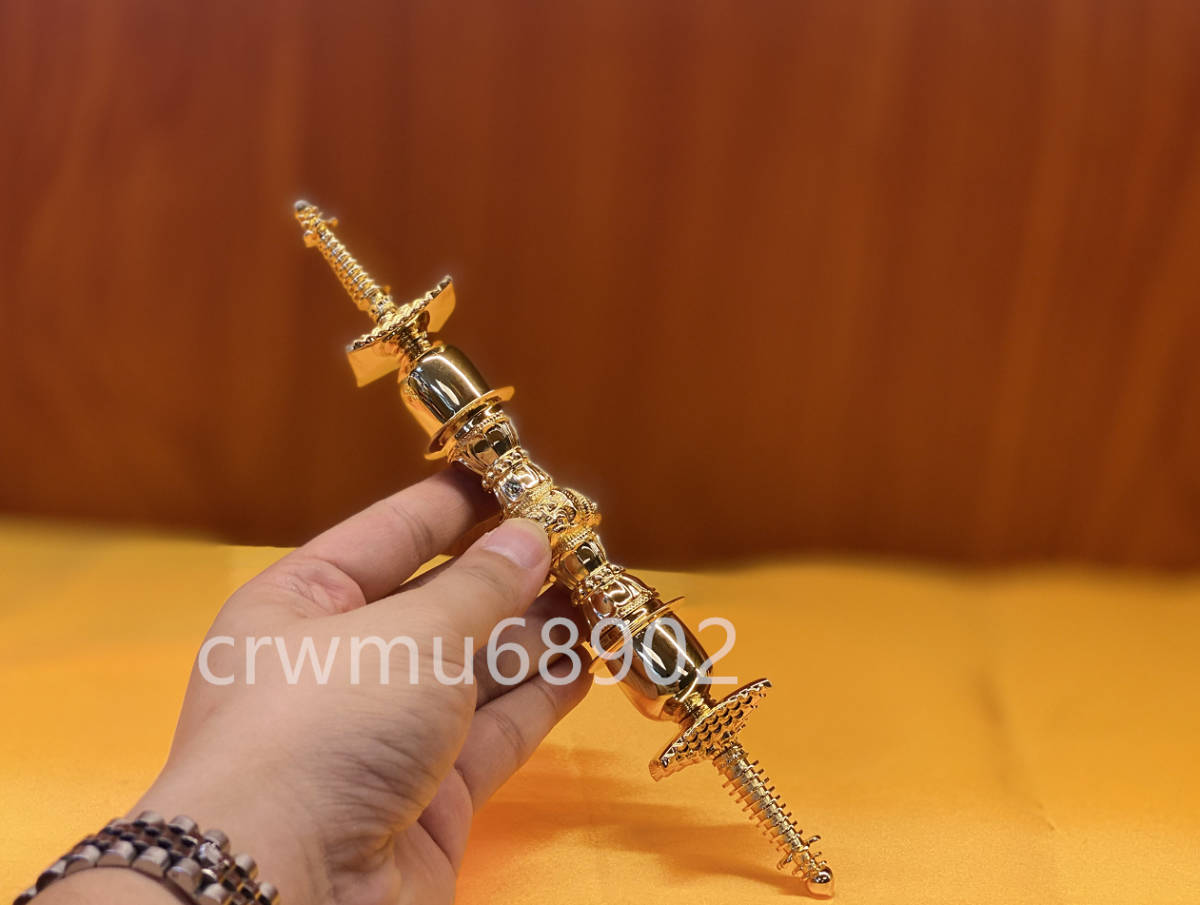 密教法具】多寳杵☆舎利容器 真鍮製 金メッキ 21cm 密教法具】多寳杵☆舎利容器 真鍮製 金メッキ 21cm