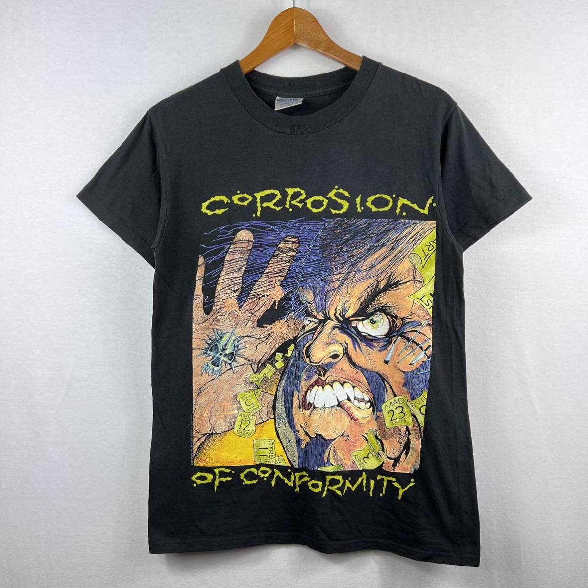 ビンテージ 90s【C.O.C.】PUSHEAD画 バンド Tシャツ USA製 M 古着 女子