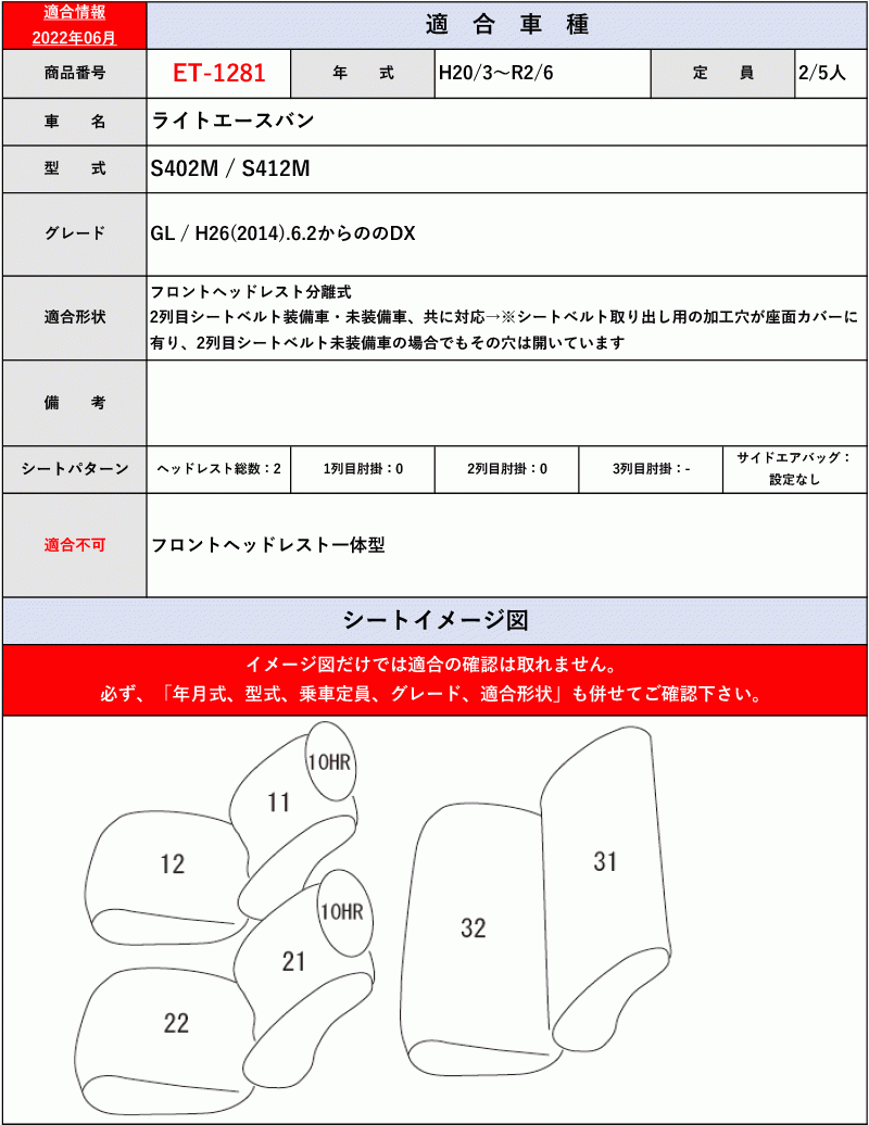 [Clazzio]S402M_S412M ライトエースバン(H20/8～R2/6)用シートカバー[クラッツィオ×ネオ]_画像4