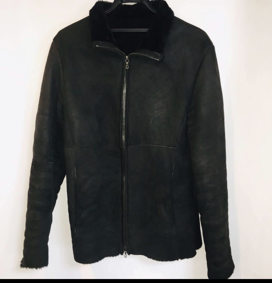 【オープニング大セール】 SHELLACシェラック　ムートンレザーコート羊革　黒　サイズ50 L ジャケット、上着