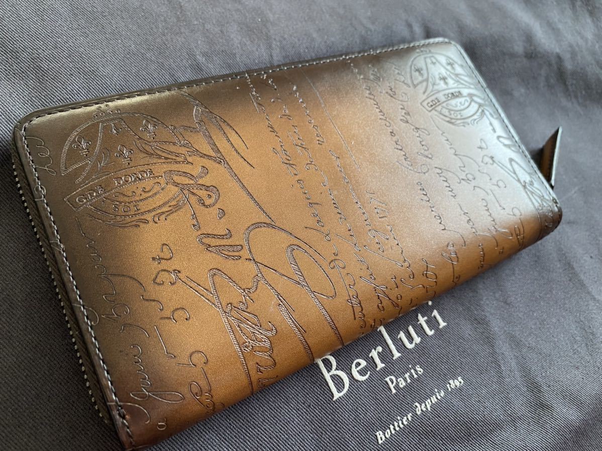 未使用◆定価17万◆BERLUTI ITAUBA ベルルッティ イタウバ スクリットレザーロングジップ付きウォレット 長財布 ダブルスタンプ_画像1