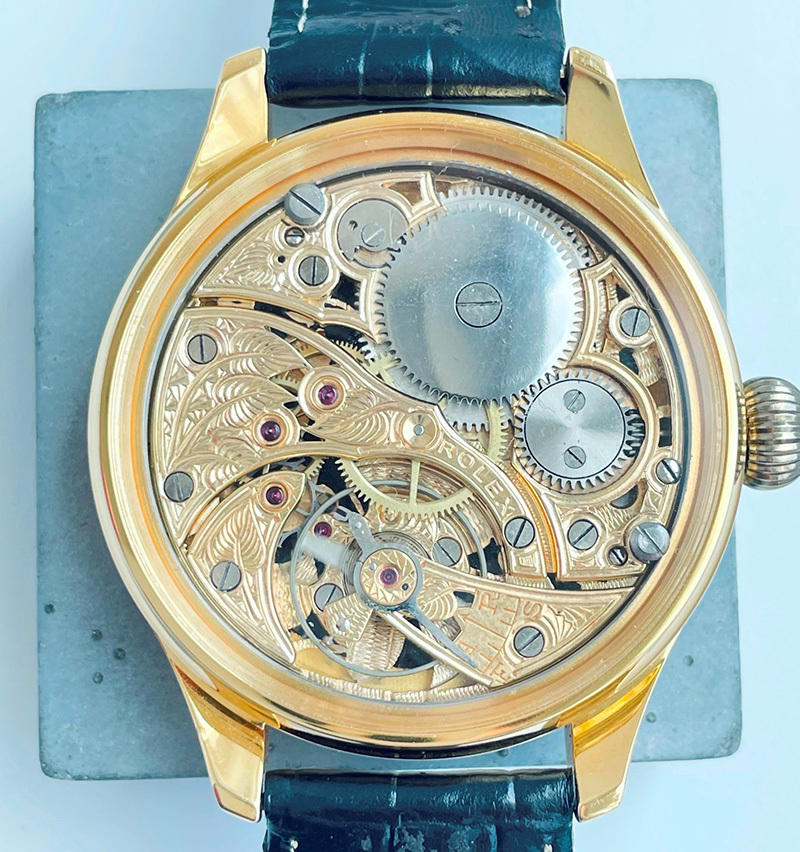 1940年代 ロレックス懐中時計ムーブメント使用 カスタム時計 ハートリーフ文字盤 腕時計 価格交渉OK