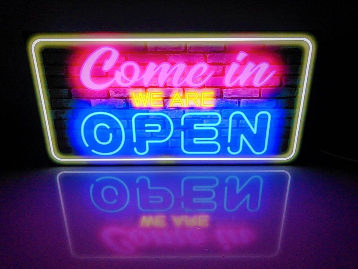 [M size ] open Come in OPEN opening business middle store miscellaneous goods signboard table counter autograph light ornament illumination signboard . shop LED2way lightning signboard 