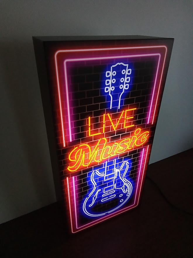 【Mサイズ】ギター ライブ&ミュージック レスポール ライブハウス 楽器店 インテリア サイン ライト 看板 置物 雑貨 LED2way電光看板_画像3
