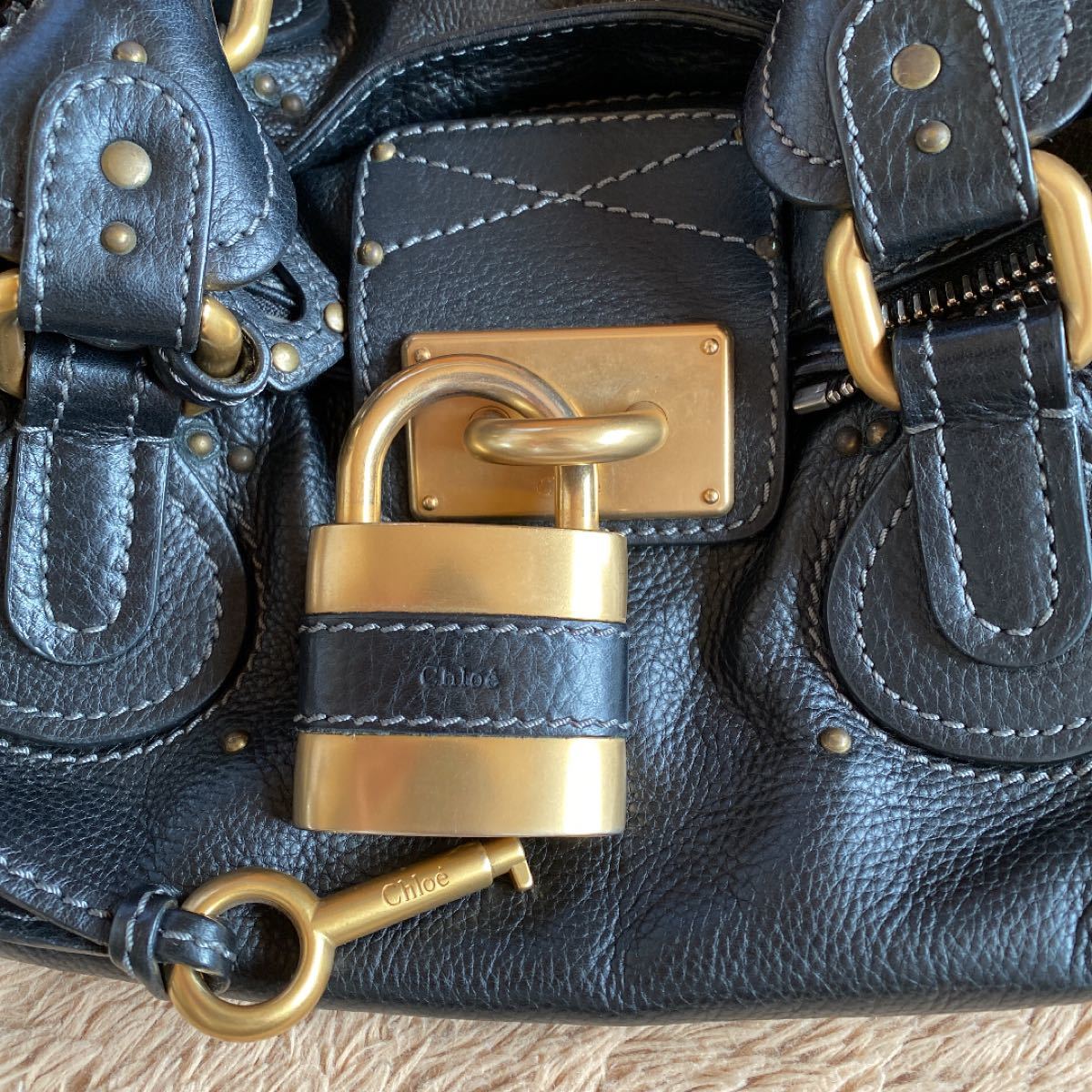 美品】クロエ Chloe パディントン 南京錠 バッグ ブランドバッグ 美品】クロエ Chloe パディントン 南京錠 バッグ ブランドバッグ