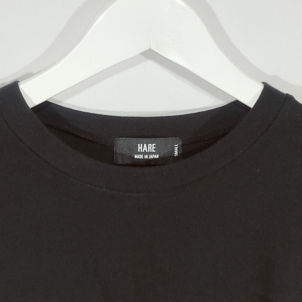  Hare HARE T-shirt long T cut and sewn Logo britain character oversize long sleeve S black black men's /CC