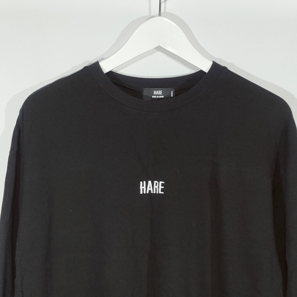  Hare HARE T-shirt long T cut and sewn Logo britain character oversize long sleeve S black black men's /CC