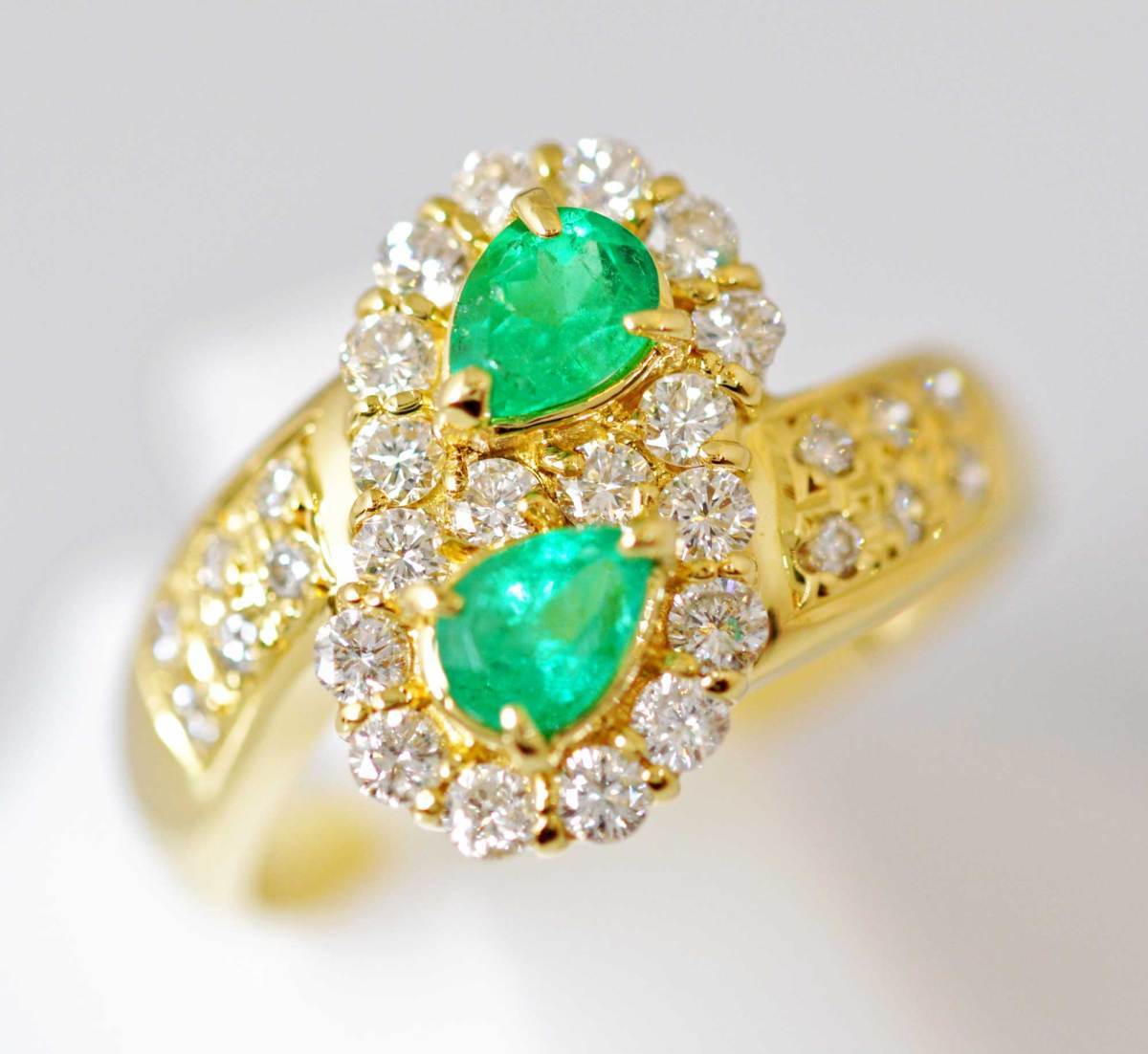 6604☆K18YG イエローゴールド エメラルド0.52ct ダイヤ0.66ct