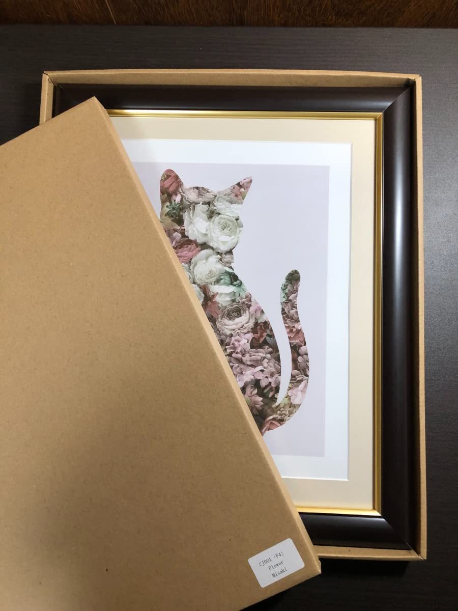 新品 額装付き 絵 アートポスター 猫 ネコ ねこ 花 猫の絵 額付き 壁掛け アートフレーム 絵画 インテリア 現代アート 豪華額装 42×34cm_画像3