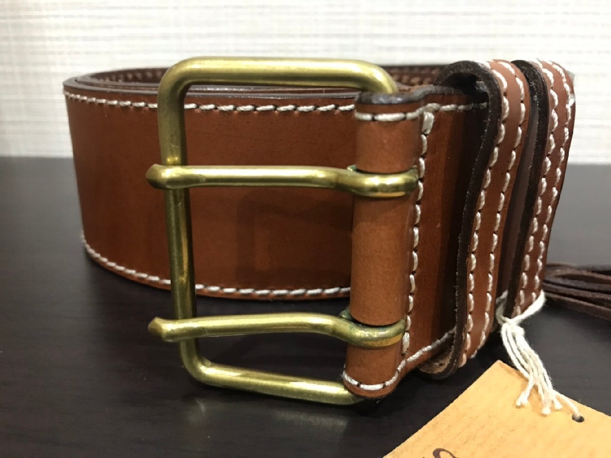 #[YS-1] Scapa SCAPA belt # fringe attaching buckle separation un- possible original leather light brown group # 7 hole total length 98cm width 6cm [ including in a package possibility commodity ]#k
