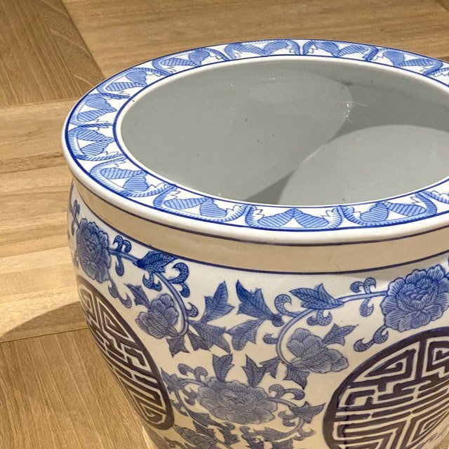 睡蓮鉢 陶器製 アンティーク 中型 水鉢 火鉢 メダカ鉢 寿(金魚鉢 ...
