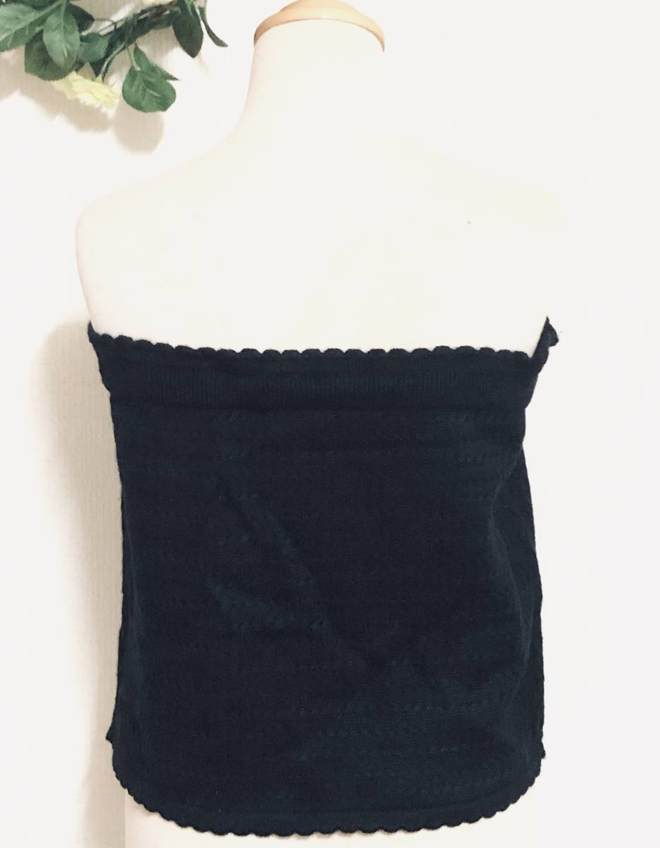  tag equipped SHINE BE MODEL( car in Be model ) ribbon design black knitted tube top size M corresponding 